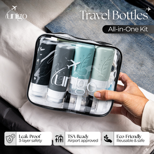 Unigo 30-pack Travel Bottles for Toiletries, TSA Approved Travel Size Bottles, Extra Travel Essentials