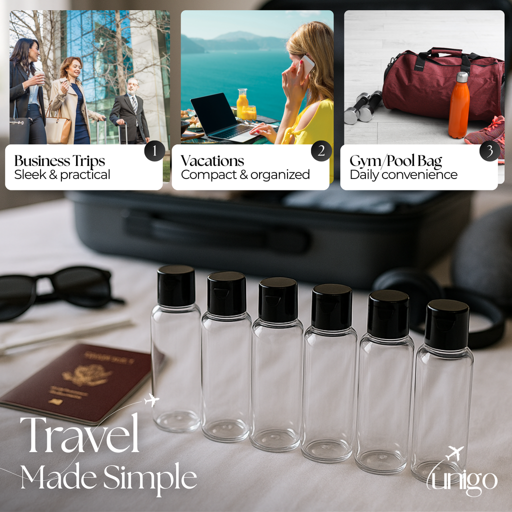 6-piece Clear Travel Bottles for Toiletries with Label Sheet, TSA Approved, Leak Proof