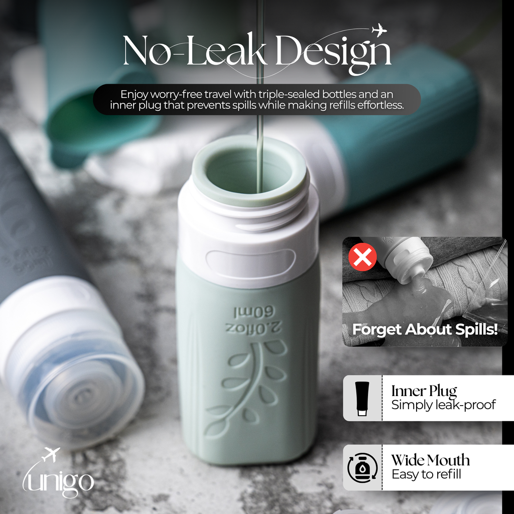 19-Piece TSA Approved Travel Bottles Set - Leak Proof Silicone Toiletry Containers With Bag